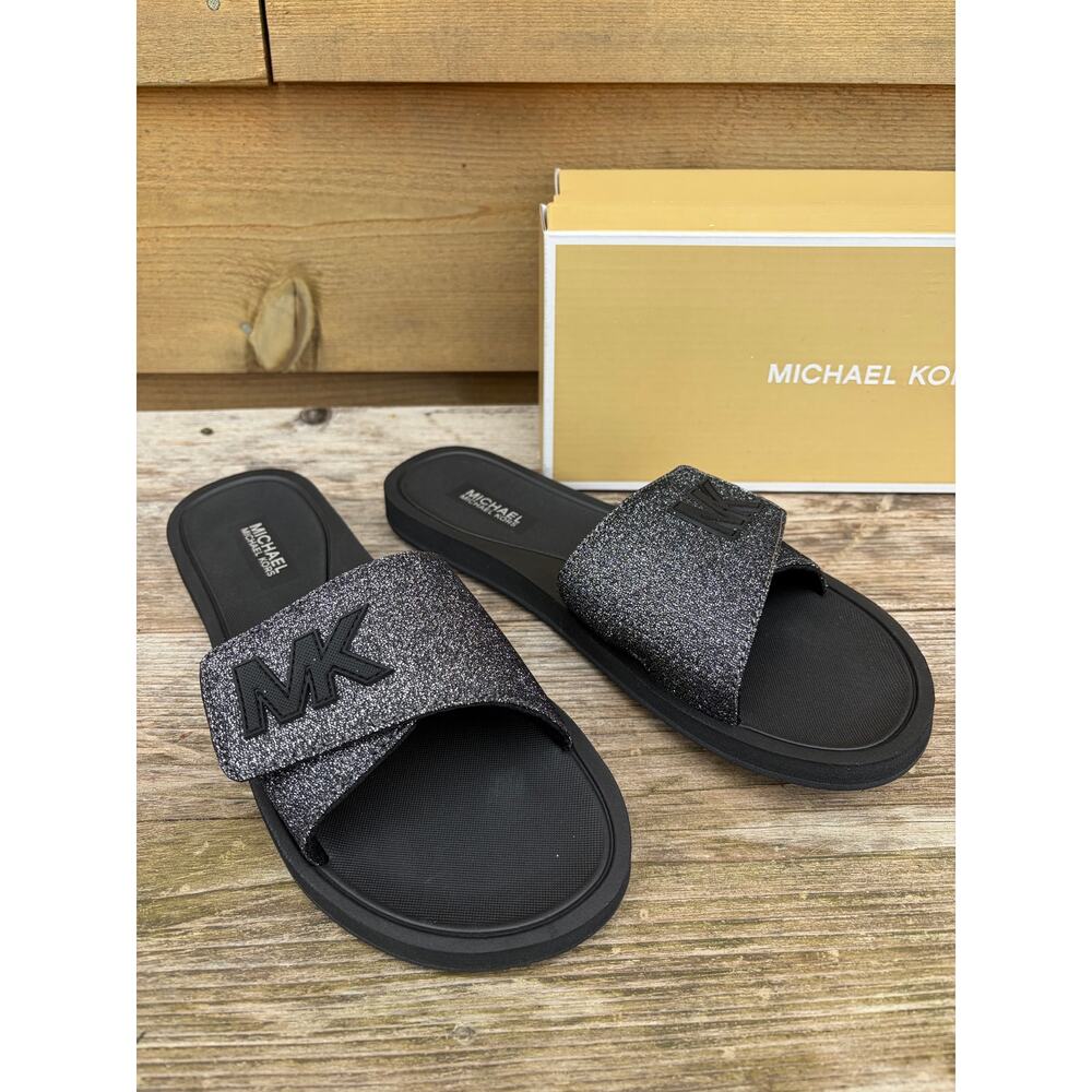 Michael Kors black glitter Palmer Slide